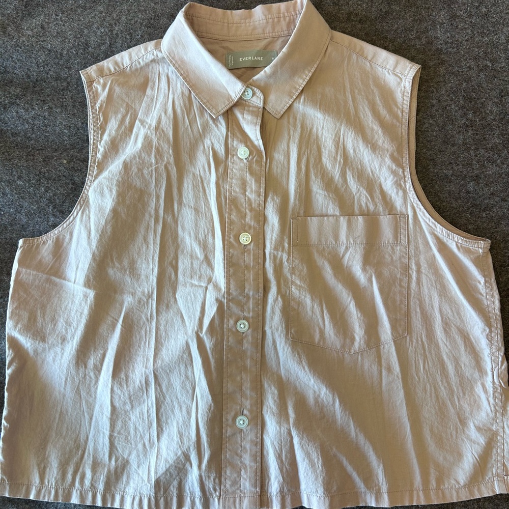Everlane Sleeveless Cropped Pink Button Up - Size M